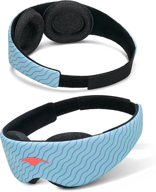 Manta Kids Sleep Mask - Comfy & Cute Blackout Sleeping Mask with Adjustable Eye Cups, Soft & Breathable Machine Washable Kids Eye Mask for Girls, Boys, Toddler Aged 6+ (Arctic Blue)