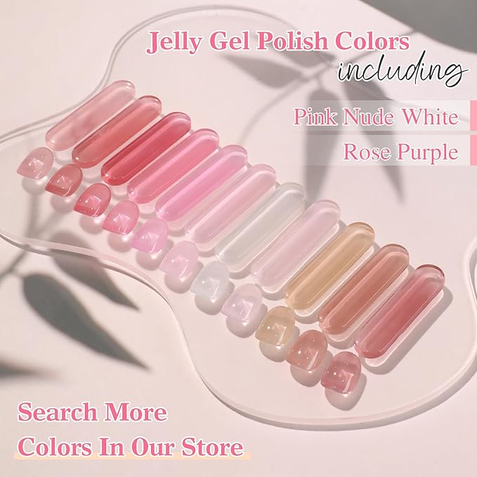 Double Rhythm 28Pcs 0.5Oz Gel Nail Polish Set Same Color Same Bottle Soak Off Gel Polish Kit Nail Art Manicure Salon DIY at Home for Women (Jelly Sheer Clear Collection-T24-8)