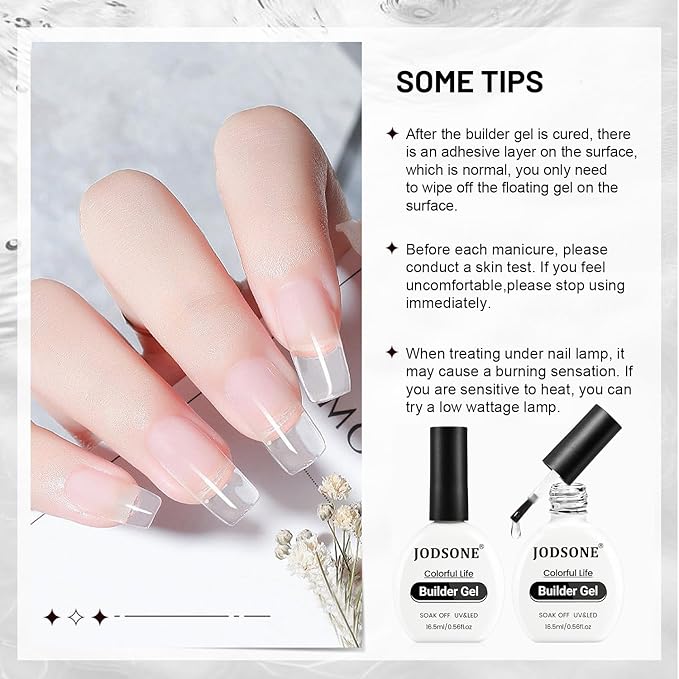 JODSONE 2Pcs 16.5ml Builder Gel Builder Nail Polish for Thickening Strengthener Building Extension and Keep The Nail Art Effect for A Longer Time and Nail Art Design Gift for Women