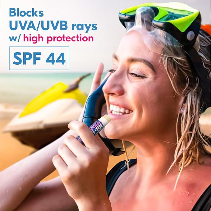 Moisturizing SPF 44 Lip Balm - Spf Lip Balm with Vitamin E | Broad Spectrum | Moisturizing | Vegan | Water Resistant Vanilla Flavor | 0.15 oz | 3 Pack