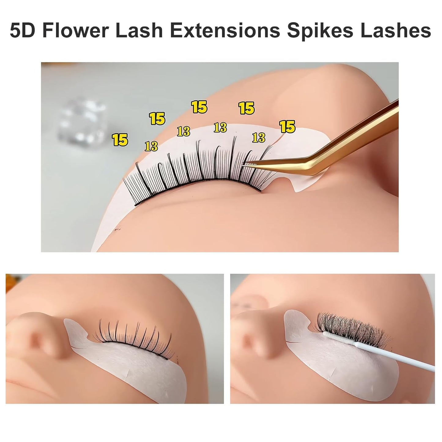 5D Flower Lash Extensions Spikes Lashes 0.07 Matte Black D Curl Lashes 13mm Volume Eyelash Extension Lash Trays Professional Use(5D Flower,0.07-D,13mm)