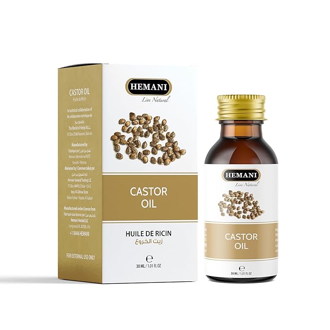 Hemani Castor Oil Ricinus communis - 30mL | Natural Skin & Hair Care, Pure Cold-Pressed Oil for Radiant Glow, Anti-Aging, Hydration & Wellness.