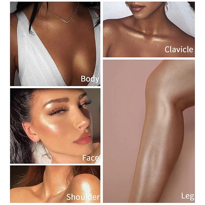 AKARY Liquid Highlighter Makeup for Face Body, Contour Foundation Illuminator Boom Stick, Two-color Highlight Shade Longwear Shimmer Glow Makeup, Valentine's Day gift (03 Rose Gold + Warm Brown)