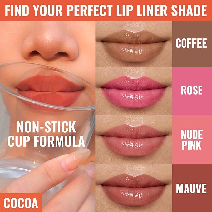 2pcs Lip Stain Peel Off - Lip Liner Stain Long Lasting Waterproof,2-in-1 Lip Liner with Tweezer Nude Matte,Non-Stick Cup,Highly Pigmented，Natural Finish,Stay On All Day,Perfect for Gift (Nude+Rose)