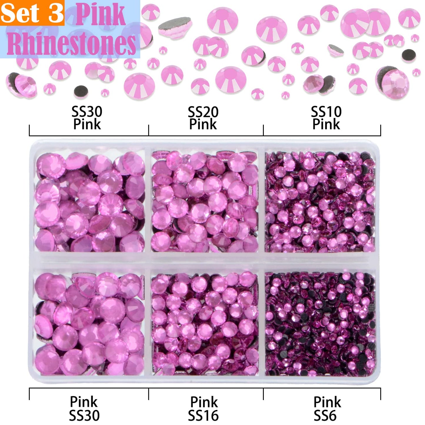 LPBeads 10000pcs Hotfix Rhinestones Flatback Glass Red Pink Fuchsia and Rose Rhinestone with Tweezers and Picking Pen for Crafts Clothes Nail Art