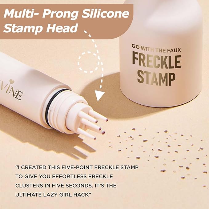 Freckle Stamp Pen, Fake Freckle Stamp Makeup Tool, Faux Freckle Stamp with Quick Dry 5-Point Multi-Prong Soft Tip, Waterproof & Long Lasting Lifelike Sunkissed Face Freckle Makeup (1# Light)