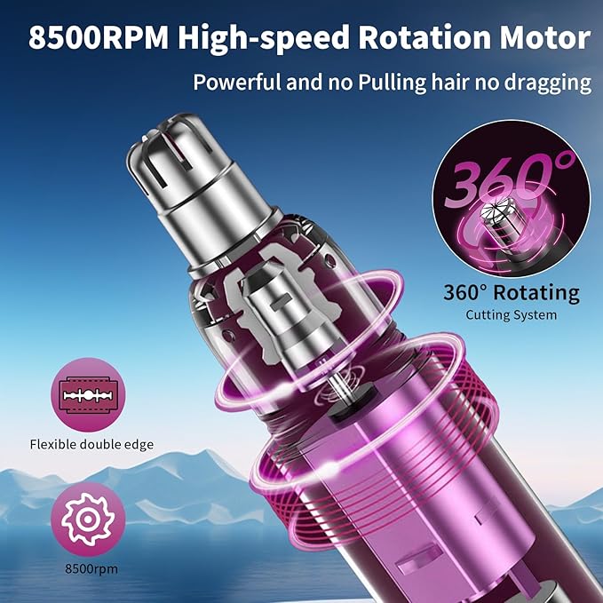 2025 Rechargeable Nose and Ear Hair Trimmer with LED Dispaly for Women Men,4 in 1 Painless Eyebrow & Facial Hair Trimmer with Powerful Motor,Ladies Wet & Dry Electric Razor (White)