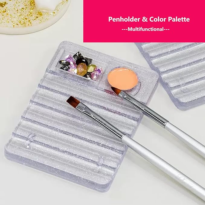 62 Pcs Nail Art Brushes Set,5 Pcs Striping Liner Brush,5 Pcs Dual Tipped Silicone Dotting Sculpture Pen,50 Pcs Nail Sponges for Ombre with Grabbing Pen,Mixing Palette Pen Holder