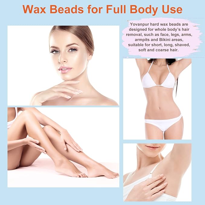 Hard Wax Beads for Brazilian Waxing, Sensitive Skin, Face, Eyebrow, Back, Chest, Legs At Home - Pearl Wax, 300g/bag (Dark Green)