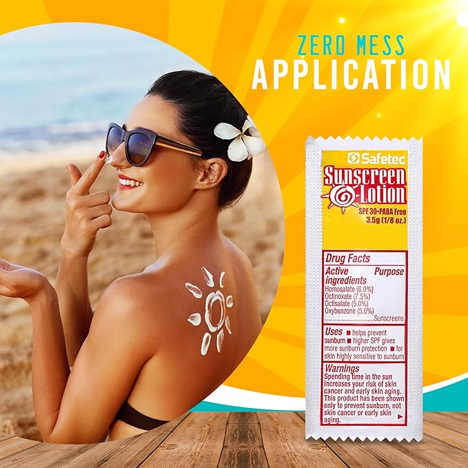 Sunscreen Lotion, SPF30 Protection and PABA Free, Individual Packets of Sunscreens (Pack of 1000) – Travel Size Sun Screen for Outdoors, Bundled with reclosable Homesphere bag