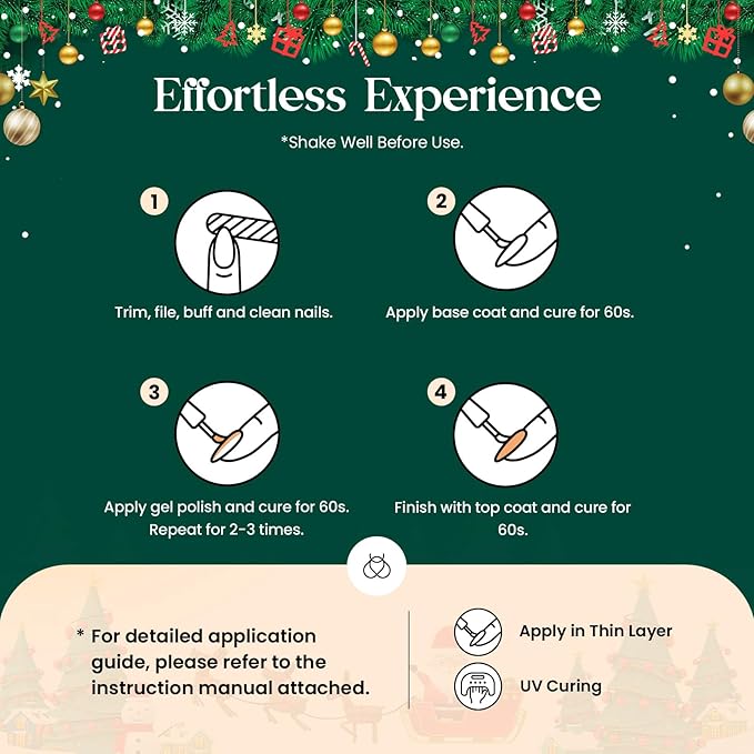 Beetles Glitter Gel Nail Polish, 6 Colors Red Green Gel Nail Polish Set Soak Off Uv LED Nail Lamp Reflective Glitter Nail Art DIY Home Nails Manicure Gifts for Women Her Girls