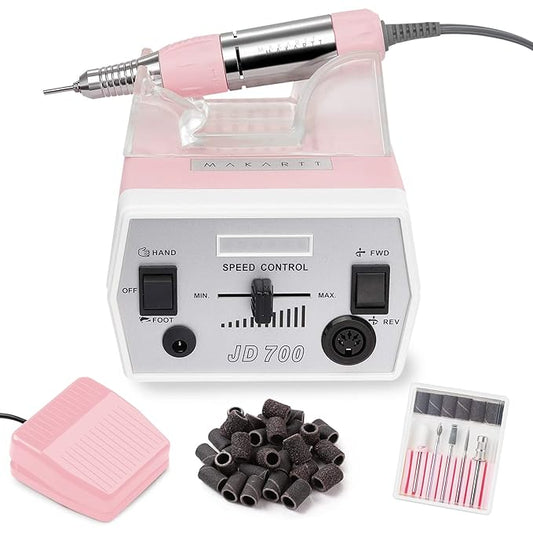 Makartt Nail Drill - Portable Electric Nail File Machine Geneviere E File Pink JD700 Professional 30000RPM Manicure Drill for Acrylic Nails Poly Nail Gel Polish Beauty Gift