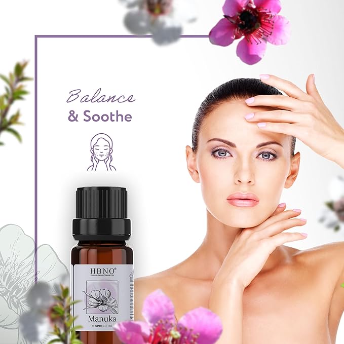 HBNO Manuka Essential Oil - 1/3 oz (10 ml) Travel Size - Natural Manuka Oil - Perfect for Cleaning, Aromatherapy, DIY, Soap and Diffuser