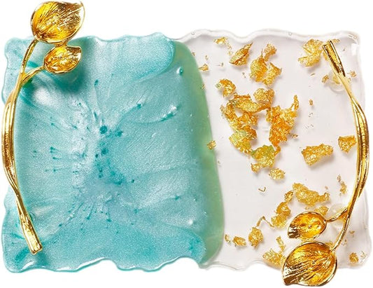 2023 Retro Nail Art Palette, Nail Painting Mixed Color Palette with Leaves Handle, Nail Holder Gel Color Makeup Display Board Pallet (Green)