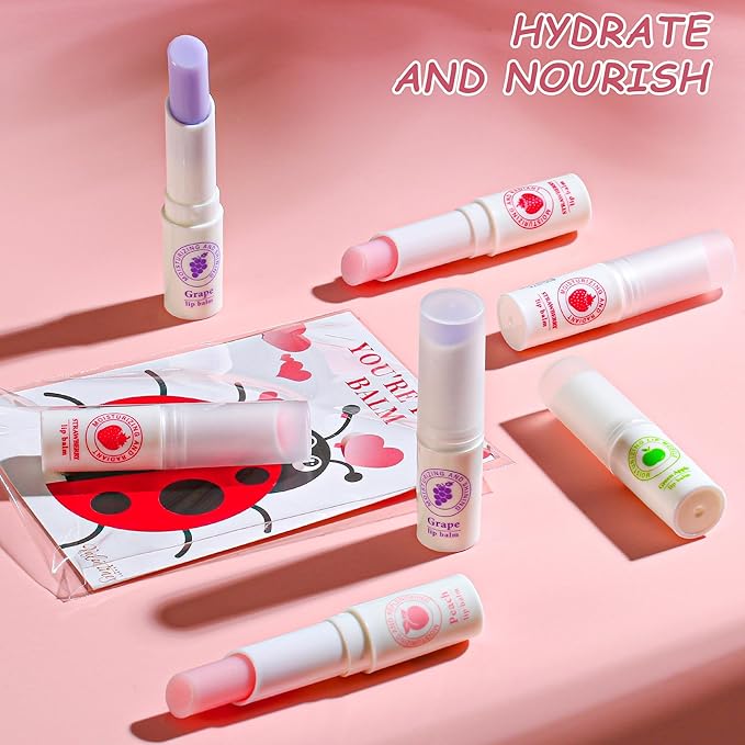 24 Pack Valentines Day Gifts for Kids lip balm bulk,chapstick bulk,party favors for kids boys girls,Natural Moisturizing Lip Balm for dry cracked lips,goody bag filler,Wedding Gifts