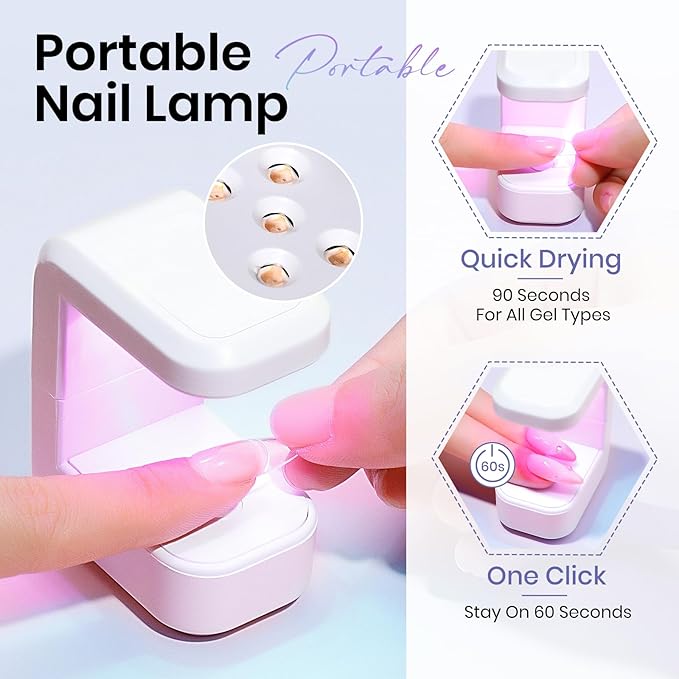 MIZHSE Solid Builder Gel Nail Kit with Nail Lamp, 3 Colors Builder Gel Clear Milky White Nude Hard Sculpting 3D Art U V LED Gels with Dual Form