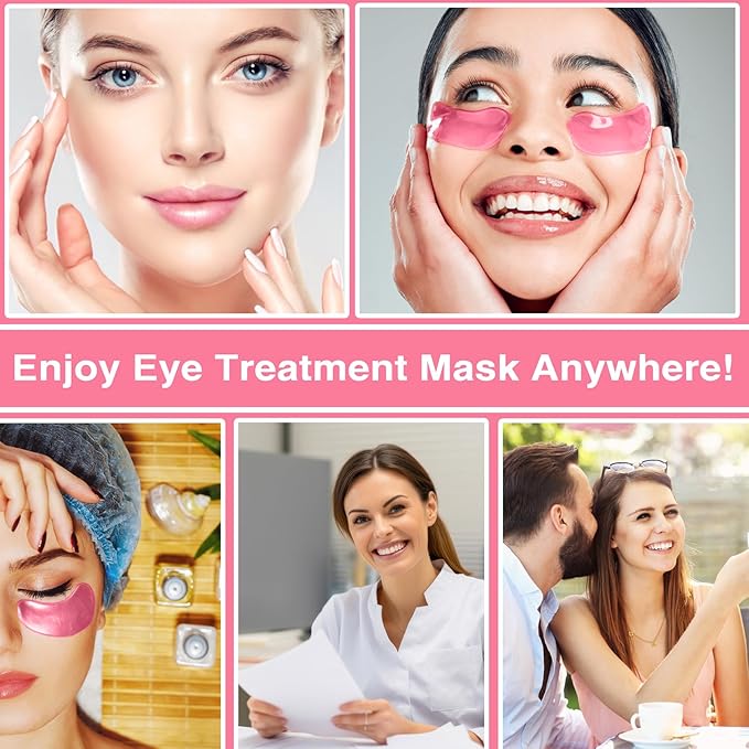 60pcs Under Eye Mask, Pink Collagen Under Eye Patches for Puffy Eyes & Dark Circles Treatments, Reduce Under Eye Bags Smooth Wrinkles, Lighthen Fine Lines, Moisturizing Under Eye Masks