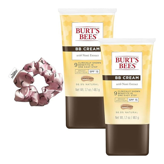 Bb Cream, 17 Oz - Wih Noni Extract LightMedium Shade Bb Cream Bundle Hair Scrunchie - Spf 15, 989 Natural, Smoothens Skin Pack Of 2