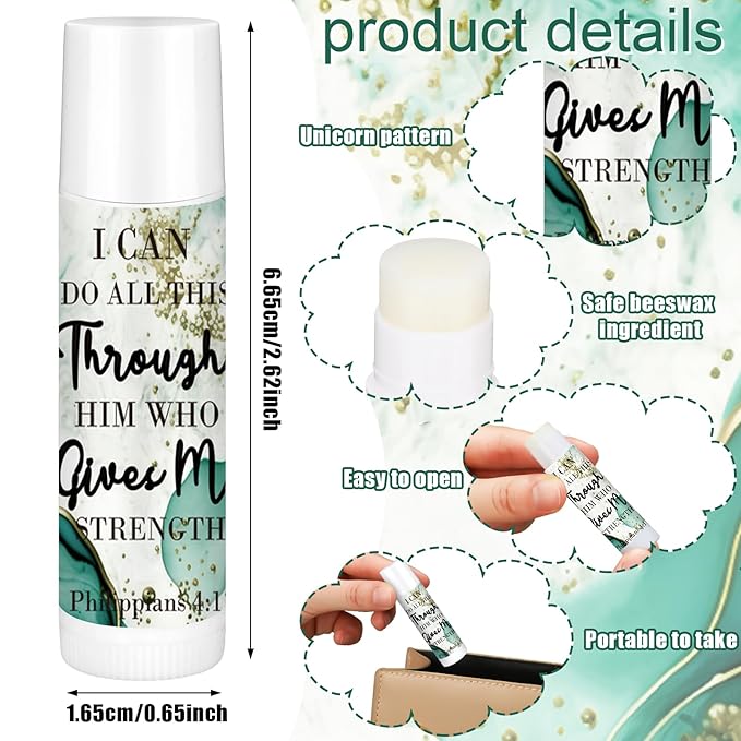 50 Pcs Lip Balm Bulk Christian Gift for Women Faith Religious Bible Verse Lip Balm Inspirational Gift Scripture Moisturizing Lip Care Product for Coworker Friend Sister Teacher (Marble Print)
