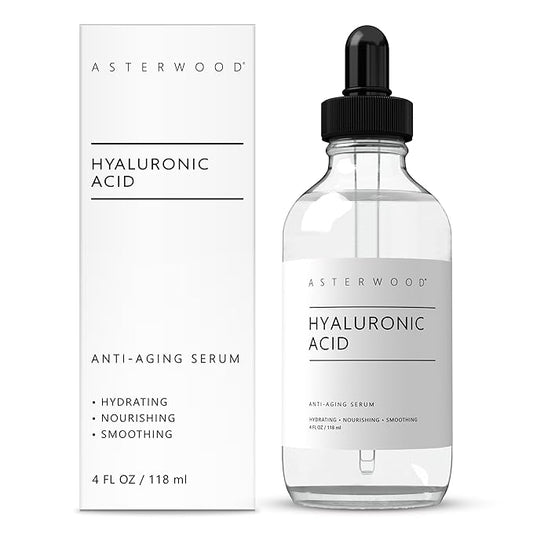 Asterwood Hyaluronic Acid Serum for Face - Plumping, Anti-Aging, Hydrating - Fragrance-Free - 4 Fl Oz