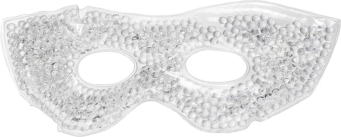 Gel Eye Mask, White - Cold Compress Ice Pack with Gel Beads - Microwave Safe for Heat Therapy - Great for Puffy Eyes, Dark Circles, Dry Eyes, Soothing Headaches
