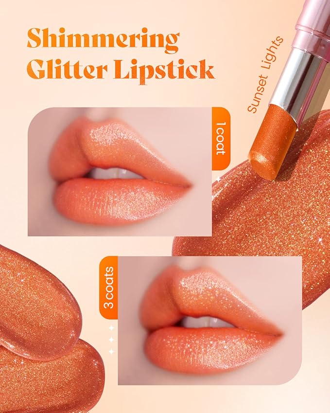 AMTS Tinted Lip Balm - Sunset Lights | Hydrating Glitter Lipstick | Pearl Shimmering Daily Lip Makeup for dry, cracked, chapped lips | korean beauty Moisture Lip Tint