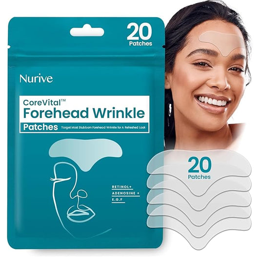 Advanced Wrinkle Patches 60ct Smile Line, Frown Line Wrinkle Patches for Facial Korean Skin Care Face Wrinkle Tape Invisible Overnight with Retinol & Collagen (Large (Forehead))