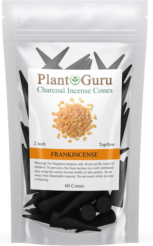 Frankincense Charcoal Incense Cones 2" TOPFLOW - 60 Pack Bulk - Natural Scented Cones Handmade Hand Dipped