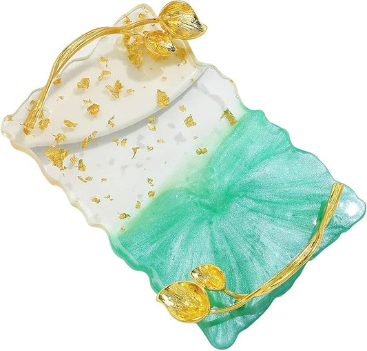 Resin Nail Art Palette, Nail Art Painting Palettes with Nail Palette Stirring Rod Gold Edge Nail Holder Nail Art Display Board Fashion Delicate Nail Tool Accessories, Type 6