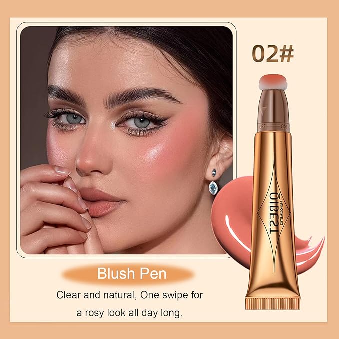 3 Pcs Beauty Wand For Liquid Contour Highlighter and Blush Rouge with Cushion Applicator Attached Easy to Blend, Lightweight Blendable Super Silky Cream Face Illuminator Makeup Stick