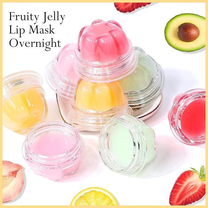 2Pc Jelly Lip Mask Overnight,Fruity Lemon Lip Sleeping Mask Day Night Repair Kawaii Lip Balm Hydrate Plump Dry Lip Scrubs Exfoliator,Lip Care Lip Moisturizer with Collagen-Lemon
