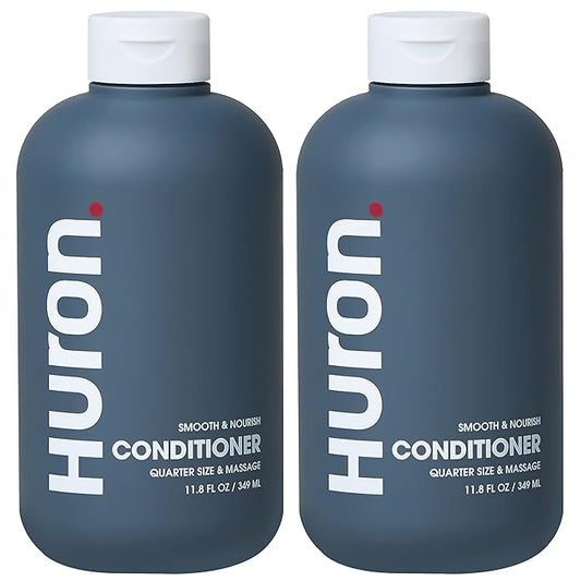 Huron Men’s Conditioner - Lightweight, Hydrating Conditioner - Eliminates Frizzy Hair, Moisturizes, & Restores Shine - Clean & Invigorating Scent - 100% Vegan Ingredients & Cruelty-Free - 11.8 Fl Oz (2 Pack)