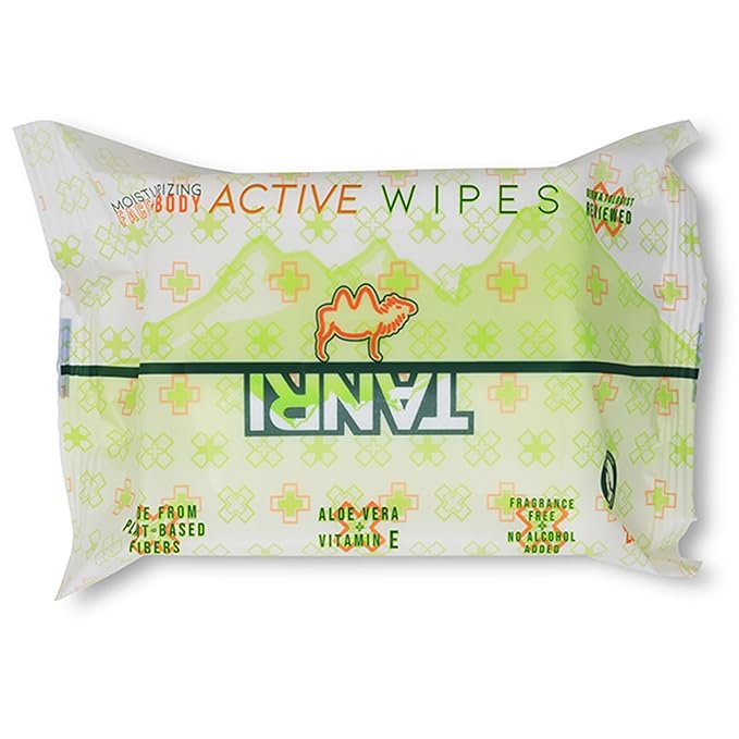 TANRI Primo Explorer Pack; Includes SPF50+ Sunscreen Lotion with Zero White Cast, Active Wipes No-Rinse Body Wipes, Moisturizing SPF15 Pear Lip Balm and an Adjustable Fanny Pack (4-Pack Bundle)