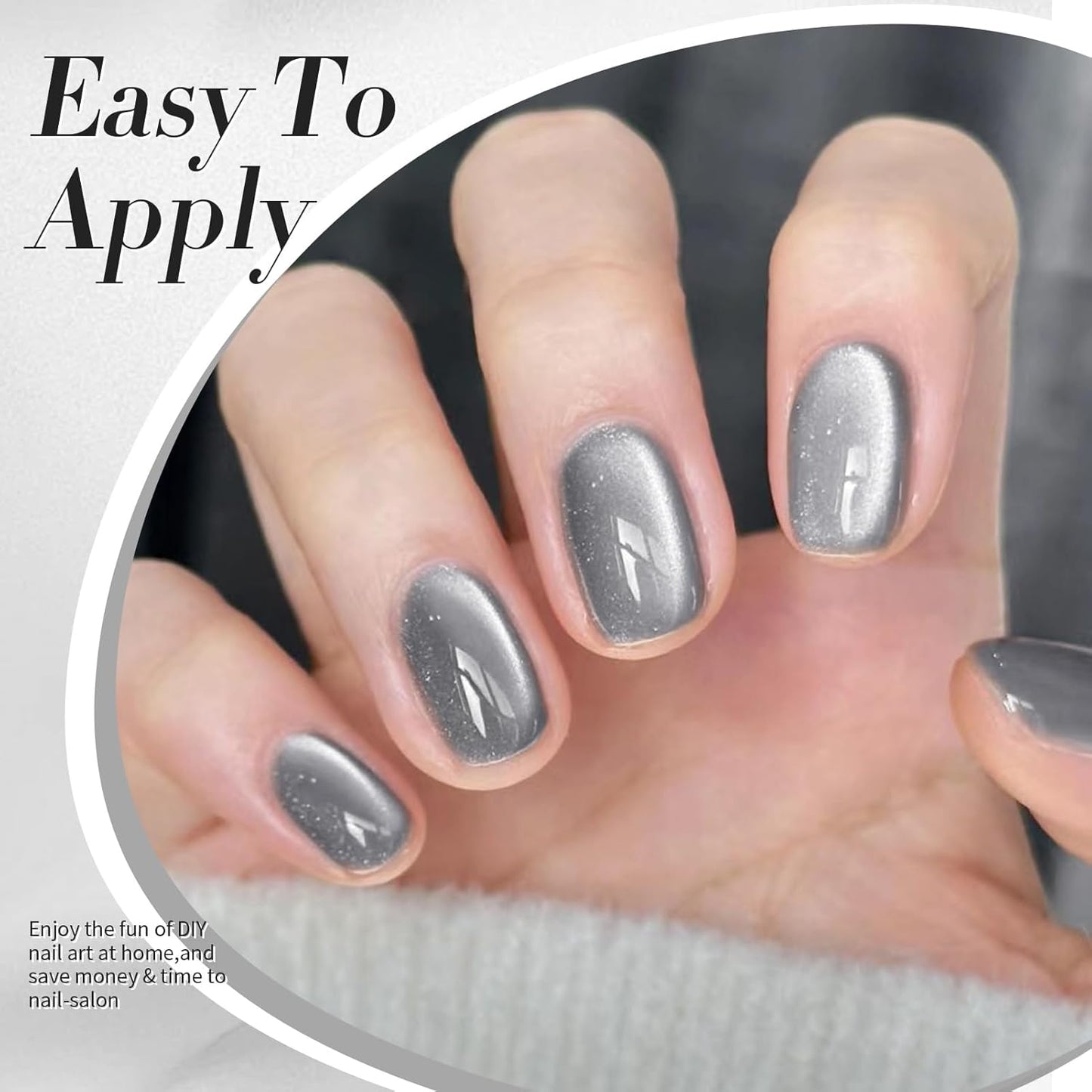 Born Pretty Cat Magnetic Eye Gel Nail Polish, Gray Moonlight Cat Magnetic Gel, Glass Shiny Effect Gray Soak Off Nail Art Salon Manicure Home Gift 15ml