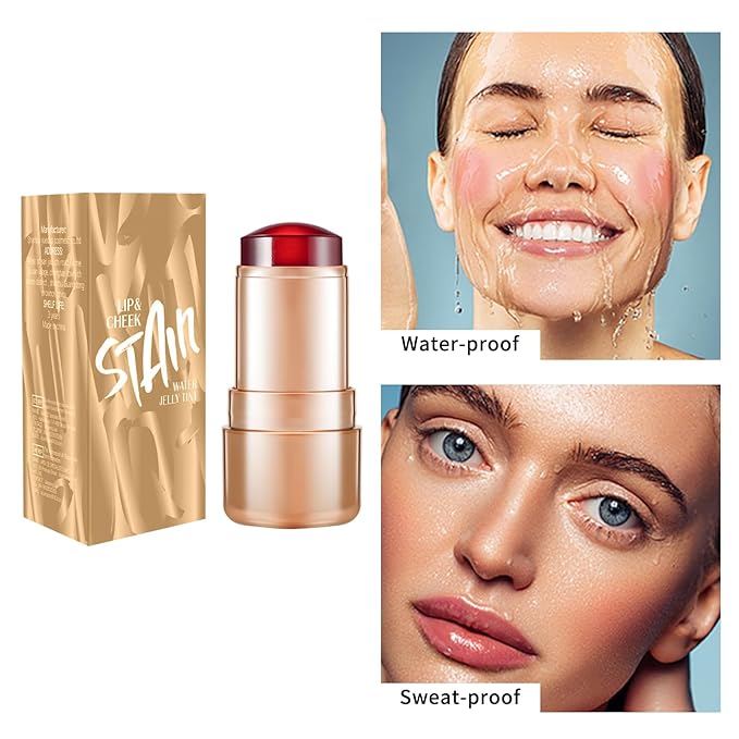 2pcs Jelly Blush Stick, Multi-purpose Lip and Cheek Colour Stick, Jelly Texture Waterproof, Moisturising and Long-lasting, Non-sticky, Create Watercolour Makeup Effect for Women and Girls 1#