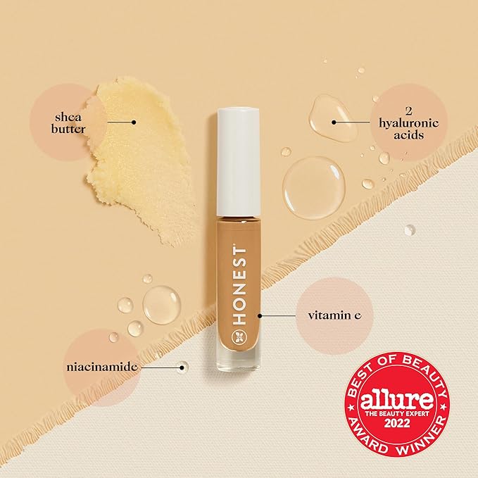 Honest Beauty Fresh Flex Concealer with Niacinamide + Vitamin E + Hyaluronic Acid | Vegan + Cruelty free | Cocoa, 0.17 fl oz
