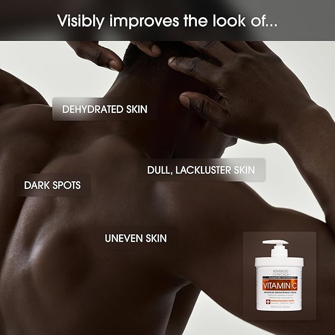 Advanced Clinicals Vitamin C Face & Body Cream Moisturizing Skin Care Lotion, Anti Aging Vitamin C Skincare Moisturizer For Body, Face, Age Spots, Wrinkles, & Sun Damaged Skin, Large 16oz (2-Pack)