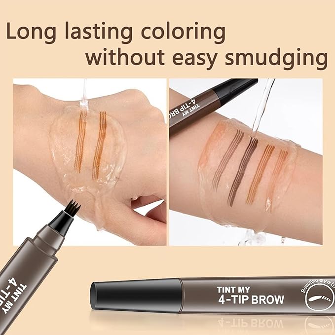 2025 Upgraded Magic Eyebrow Pencil for Women, Long-Lasting Ultra-Fine Tip Waterproof Eye Brow Pencils with 4 Fork, Smudge-Proof Natural Brow Makeup for Women - Light Brown