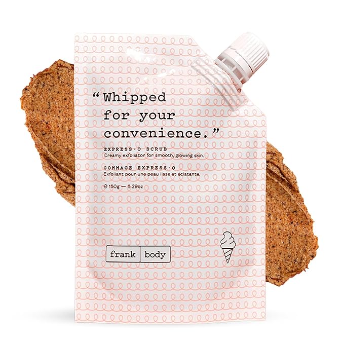 frank body Express-O Coffee Scrub | Natural, Vegan, Cruelty Free Exfoliating Body Scrub Smooths, Exfoliates, and Fades Scars & Marks with Shea Butter, Grapeseed Oil, and White Clay | 5.07 oz / 15 g