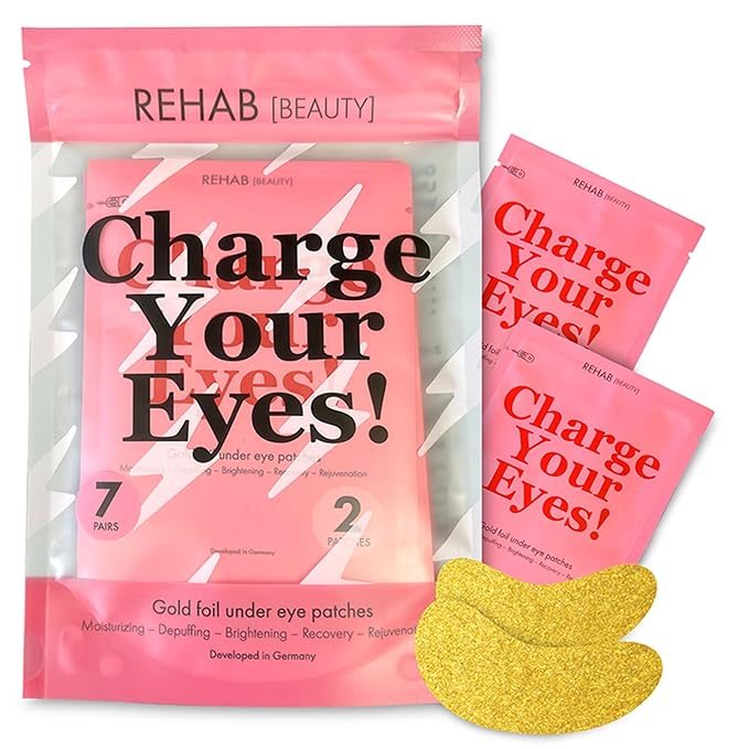 24k Gold Under Eye Patches for Puffy Eyes (7 Pairs) – Gold Foil Under Eye Masks for Dark Circle with Betaine, Hyaluronic Acid – Skincare Eye Bags Patches Treatment for Men & Women