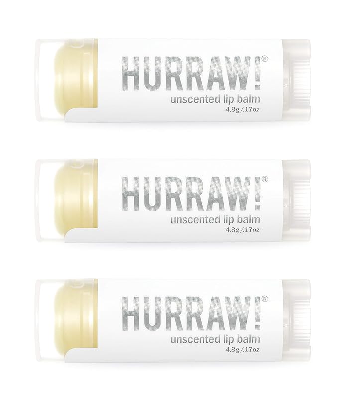 Hurraw! Unscented Lip Balm, 3 Pack: Organic, Certified Vegan, Cruelty and Gluten Free. Non-GMO, 100% Natural Ingredients. Bee, Shea, Soy and Palm Free. Made in USA