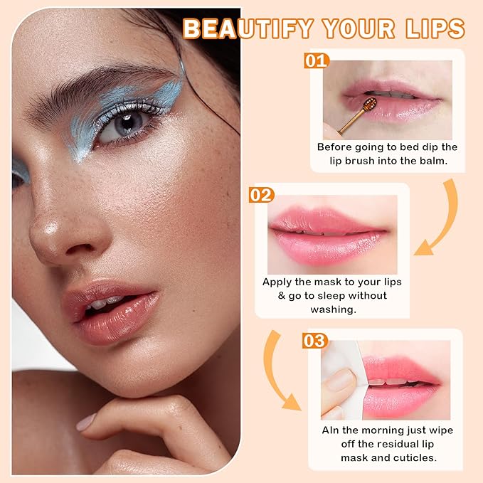 3PCS Bee Lip Balm Honey Pot Honey Watermelon Green Apple Lip Balm Lip Sleeping Mask Moisturizing Hydrating Bee Lip Balm Lip Care Products for All Skin Types (Honey Watermelon Green Apple)