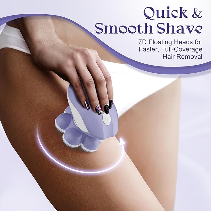 7D Electric Razor for Women: Fast & Painless Full-Body Shaver for Legs & Face – Waterproof Hair Remover with Light & Travel Cover – Wet/Dry Use, Smooth Close Shave, Birthday Mother’s Gift