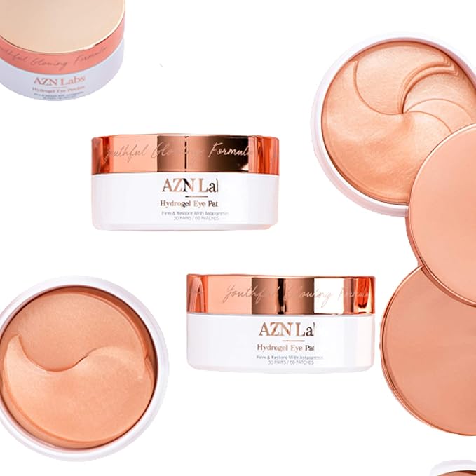 Hydrogel Eye Patches with Astaxanthin | Highly Effective For Reducing Wrinkles, Crows Feet, and Eye-Bags | Hydrating and Puffy Eye Mask Treatment | Contains Astaxanthin | 30 pairs / 60pcs