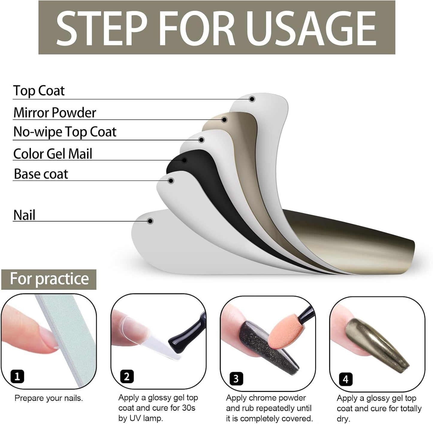 Artdone Chrome Nail Powder, Pale Gold Iridescent Aurora Powder Metallic Mirror Effect Pigment Pearlescent Mermaid Pigment Pearl Glitter Dust Kit, Nail Art Decoration, Resin Craft