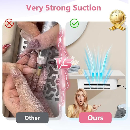 LIONVISON Nail Dust Collector for Salons: Vacuum Fan Dust Suction Machine for Beginners DIY - Manicure Pedicure Tool with Reusable Filter for Home
