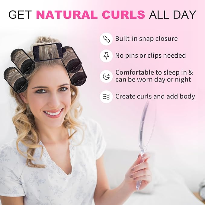 36 Pieces Soft Foam Hair Curlers - Flexible Sleeping Curlers for Hair Styling (1.2inch, Black)