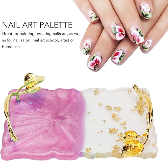 Resin Nail Palette Nail Palette Nail Art Makeup Display Board Manicure Stand Manicure Palette Nail Art Color Manicure Nails DIY Tool (Pink)