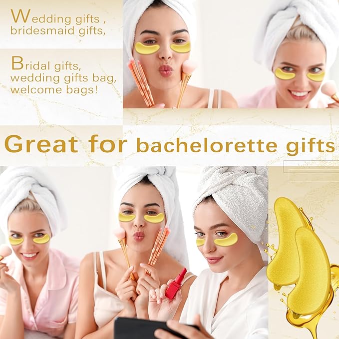 60 Pairs 24k Gold Under Eye Patches for Dark Circles Puffiness Wrinkles Individually Packaged Under Eye Patches Mask with Acid and Collagen for Relieves Pressure and Reduces Wrinkles