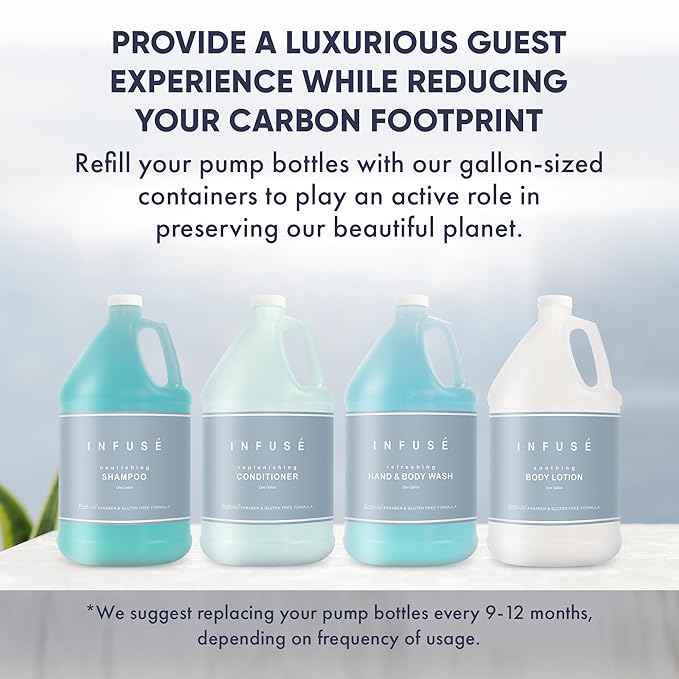 A 20 Piece Ecobox All-In-Kit of our Infuse | White Tea and Coconut Soap | 6 Shampoo, 4 Conditioner, 6 Body Wash & 4 Lotion | 10.14 oz Hotel Soaps and Toiletries Bulk | Personal Care Products